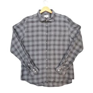 Hartford Flannel Shirt Mens XL Grey Excellent Plaid Button Down Long Sleeve